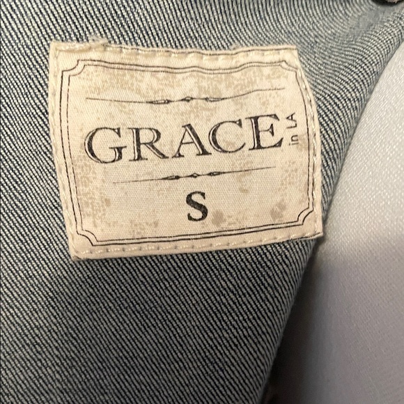 Grace embroidered detail Blue Denim Jacket - Picture 2 of 5
